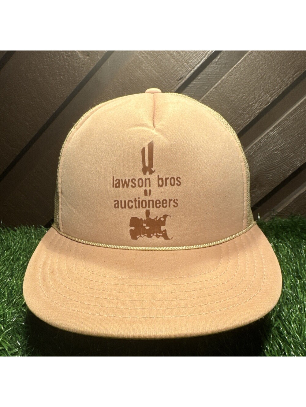 Vintage Lawson Bros Auctioneers Trucker Hat Snapback Mesh Cap Tractor Madhatter